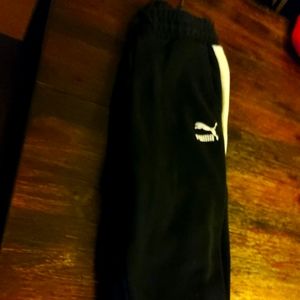 Puma black white striped joggers